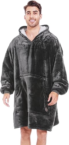 THREE POODLE - Manta estilo sudadera con capucha de sherpa de gran tamaño con capucha para adultos, mujeres, hombres y niños, extremadamente