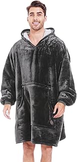THREE POODLE Wearable Blanket Hoodie for Women, Oversized Sherpa Sweatshirt Blanket for Adults Men, Cozy Gray Hooded Blankets, Gifts for Teen Girls Women Mom Sister