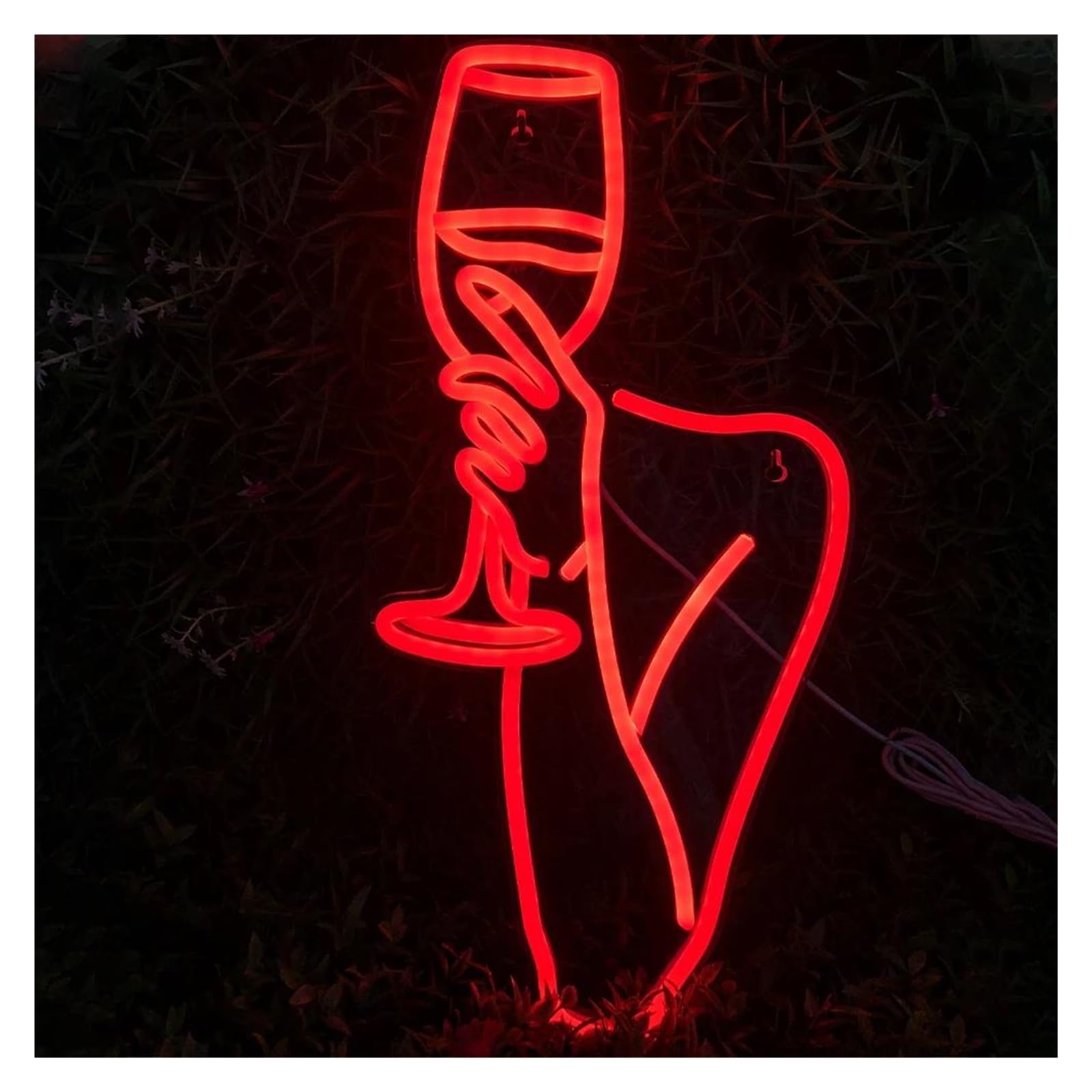 Lemst One Color Signs Lamp Woman Wine Glass Neon Sign For Wall Decor For Bar Usb Neon Business Bar Signs For Beer Pub Bistro Hotel Neon 45X22cm