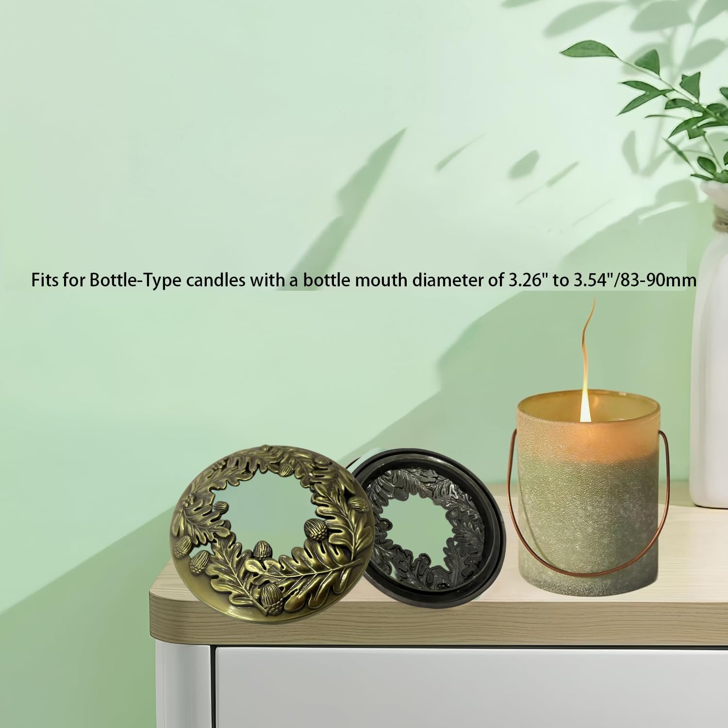 3.74 Inch Candle Topper, Antique Bronze Zinc Alloy Candle Toppers Cover for Jar Candles Scented Candles, Decorative Jar Lid Shade Sleeves to Help Burn Evenly