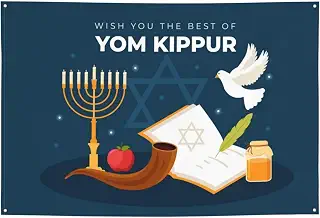 Yom Kippur ユダヤ人の休日の背景幕 47 x 71インチ ホリデーパーティー 写真撮影の背景 屋内 屋外 フェスティバル 写真 バナー ブース 小道具 壁装飾