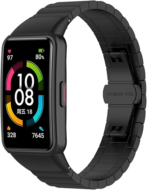 SOOYEEH Strap for HUAWEI Band 6/ Honor Band 6, Stainless Steel