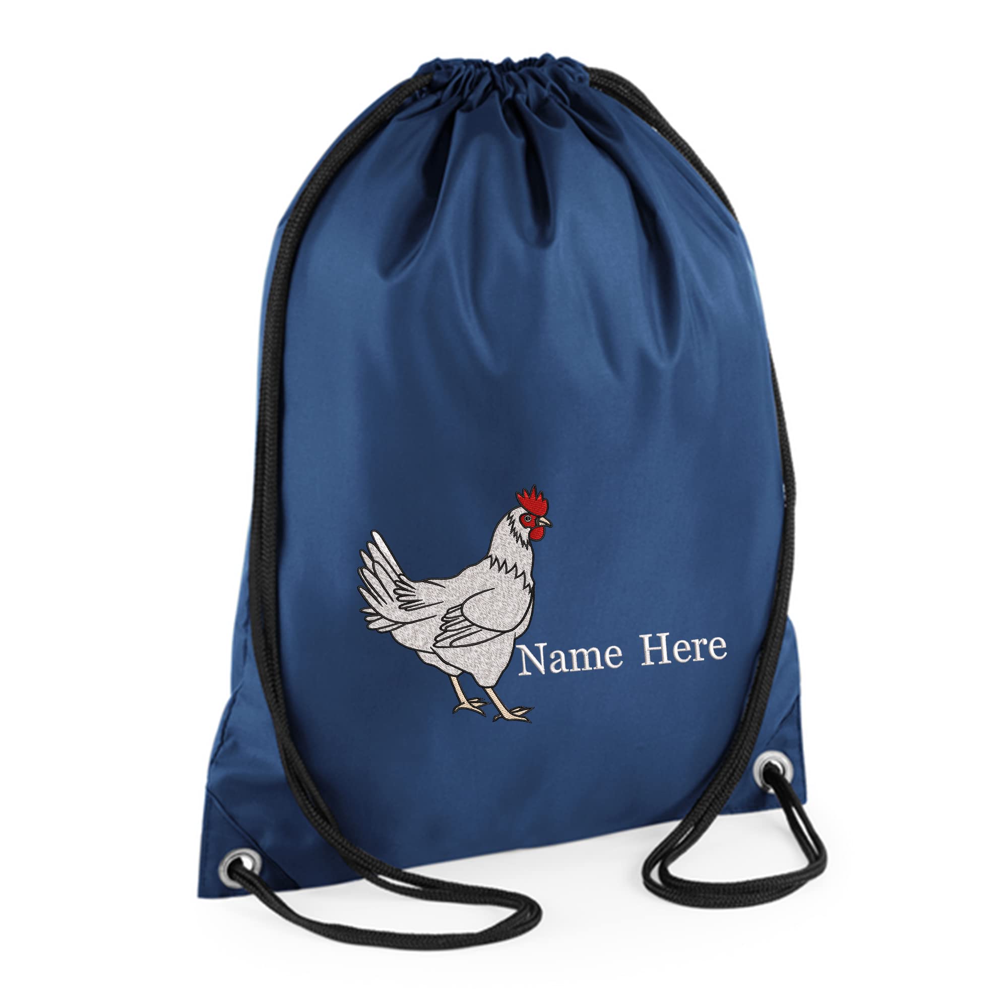 cf Custom Funky Chicken-Hen Design Gym Bag Personalised Embroidered Drawstring Backpack Swim-Sports,Pe,Dance,Grab Sack