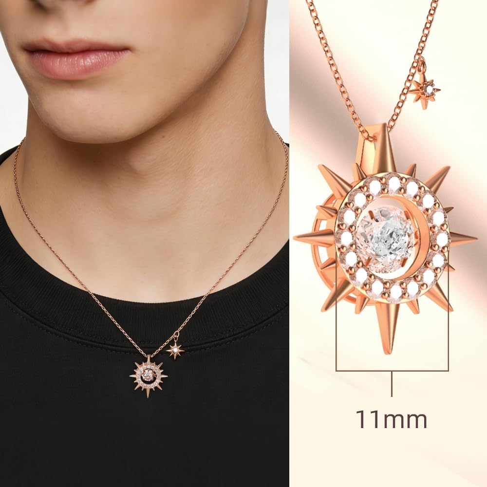 FEIKFEIZ Collana in moissanite da donna, pendente, diamante coltivato in laboratorio, placcata in oro rosa 18K, collana d'oro, collana da uomo, regalo di gioielli.