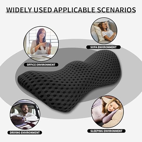 Miniatura 6 de kasney CMFY - Almohada de apoyo lumbar ergonómica de espuma viscoelástica, alivia el dolor de espalda, transpirable y desmontable y lavable,