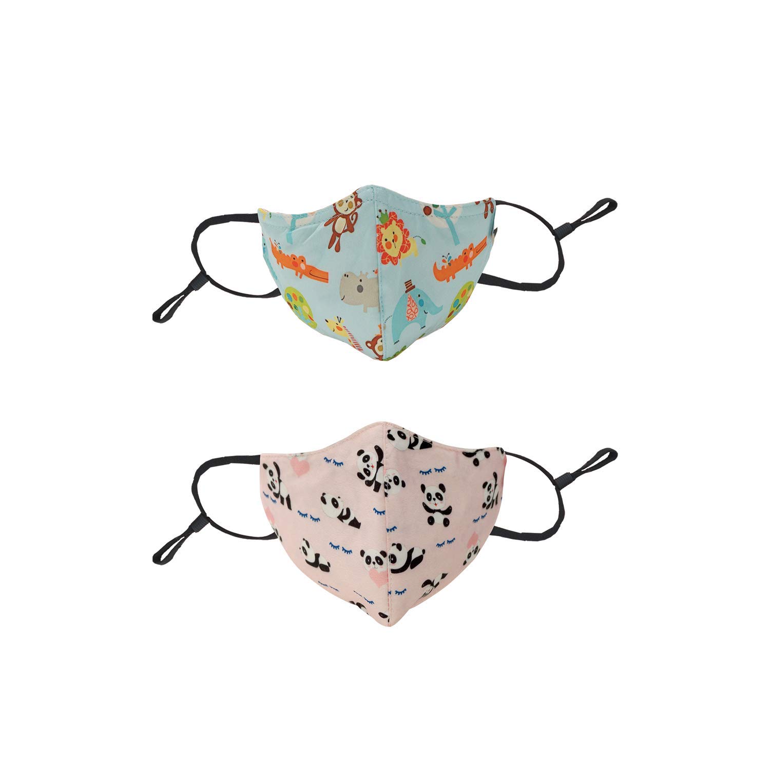 Chicco ComfyPro Face Mask, Soft & Breathable, Design- Panda, Jungle, for Kids 3-6Y (Pack of 2)