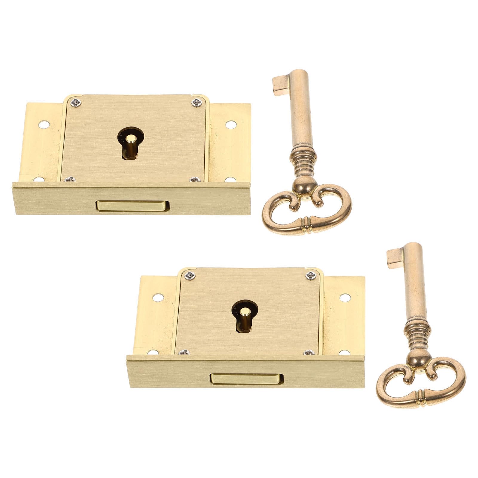 NUOBESTY 2 Juegos Cerradura de Cajón de Latón, Cerradura de Gabinete Vintage, Dorada, Decorativa, con Seguridad Mejorada, para Armario y Cajón, Uso en Hogar y Habitación