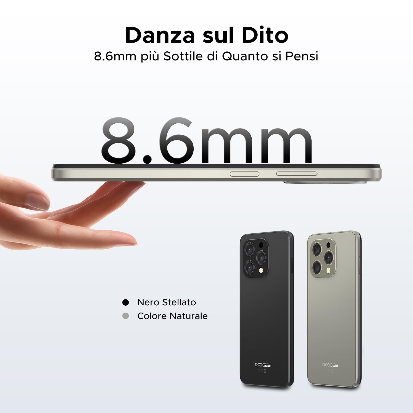 DOOGEE N55 Smartphone Android 15, 16GB+128GB/2TB TF, 90Hz 6.56" HD+ Display, Telefono Cellulare 13MP+8MP Fotocamera, Telefono 5150mAh Batterie, 4G Dual SIM/Widevine L1/Face Unlock, Naturale