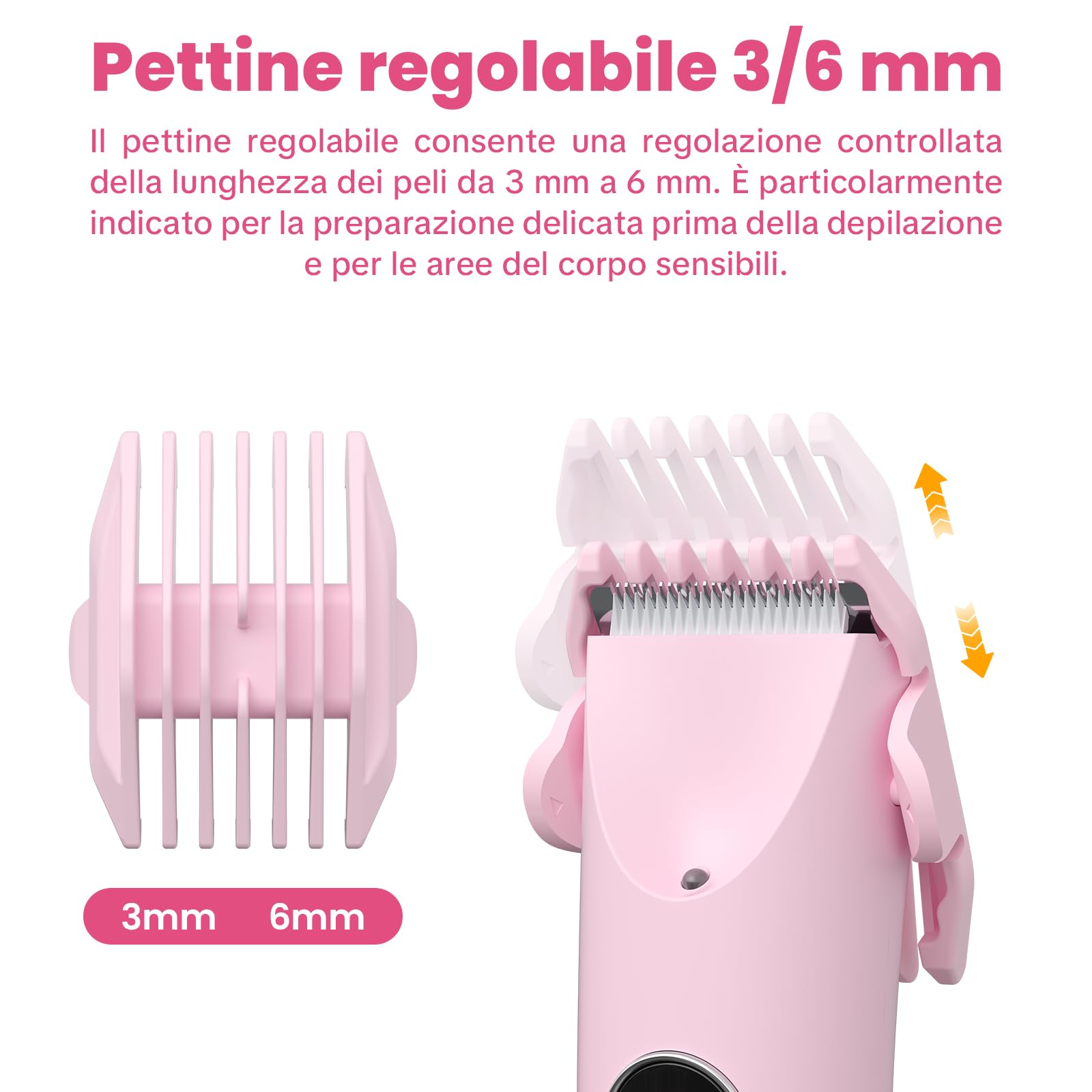 Rasoio Donna 2 in 1 Elettrico, Doppia Testina con Ricarica Type-C, IPX7 Impermeabile, Rasoio Corpo Donna per Gambe, Ascelle e Zona Bikini, Uso Bagnato e Asciutto - 5
