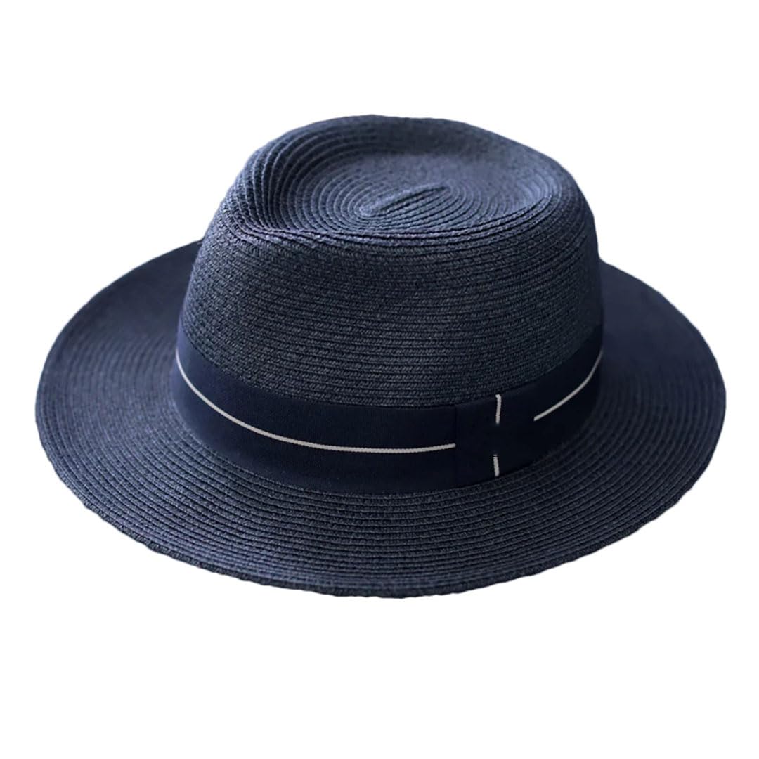 Cappello da sole da donna Panama in paglia con corda antivento, Nero , 58-61cm