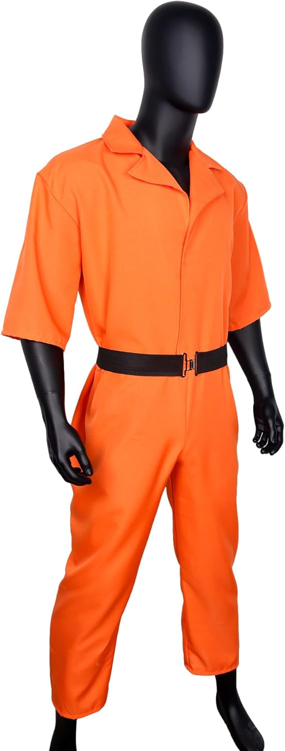 L'VOW Orange Prison Costume Adult Prisoner Jumpsuit Halloween Inmate Outfit Jail Uniform for Men - Image 7