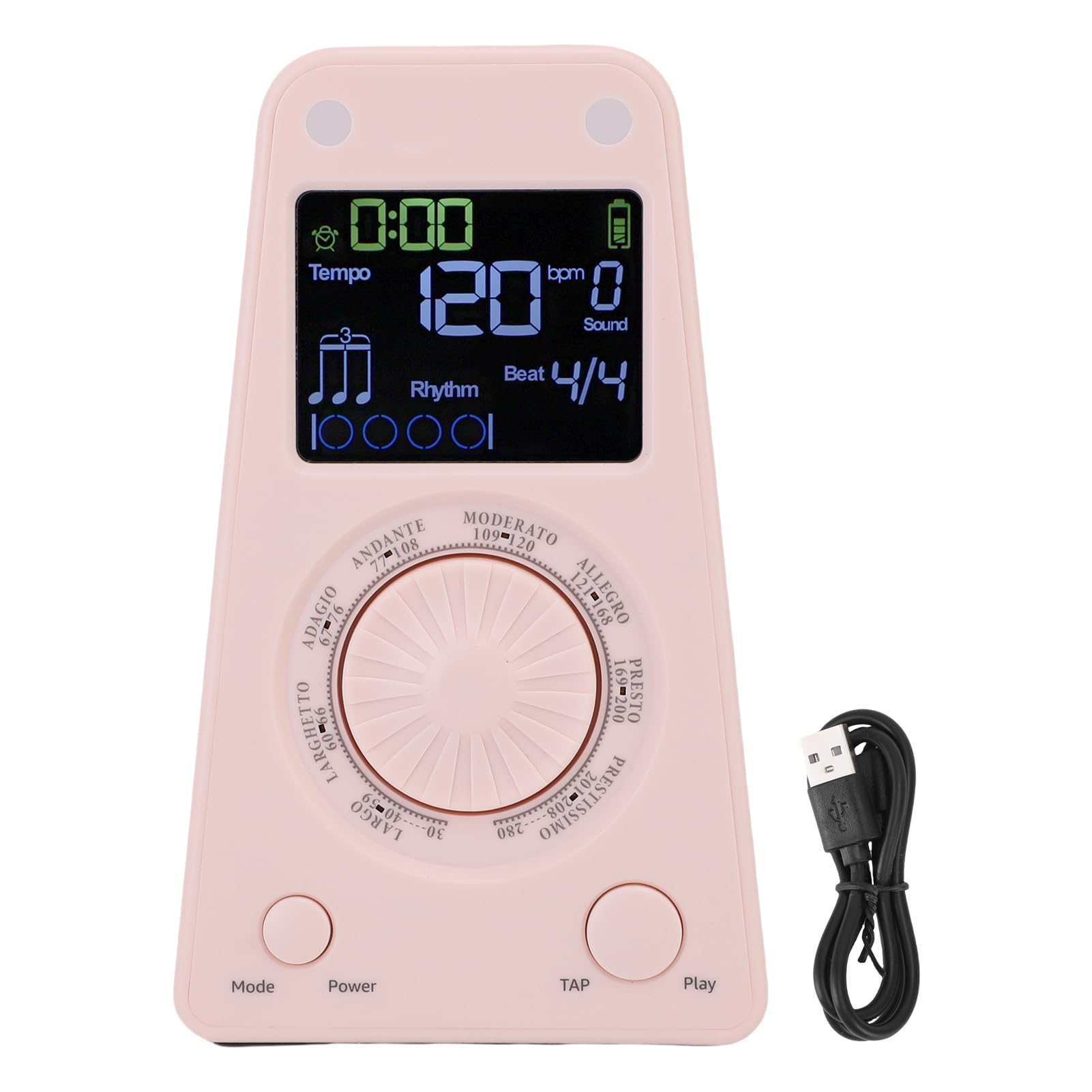 Jiawu Metronomo Digitale Portatile 10 Toni Altoparlante BT di qualità Audio Eccellente per gli Amanti della Musica (PINK)