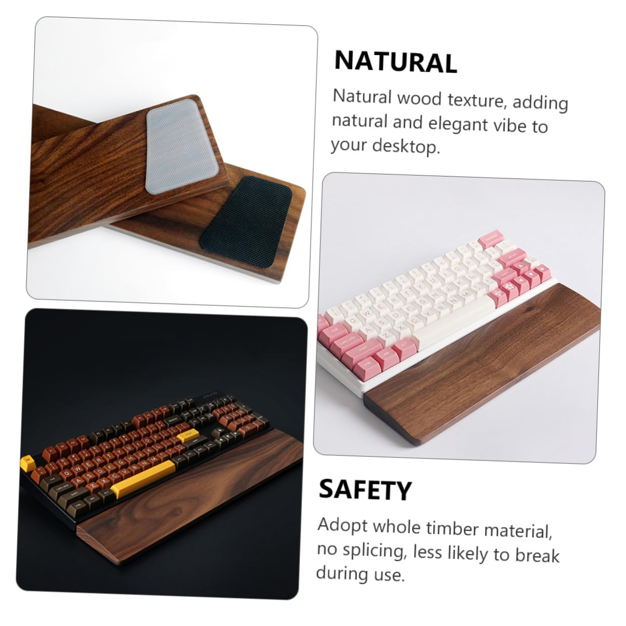 Walnuss Holz Handgelenkauflage für Tastatur 440mm Braunton