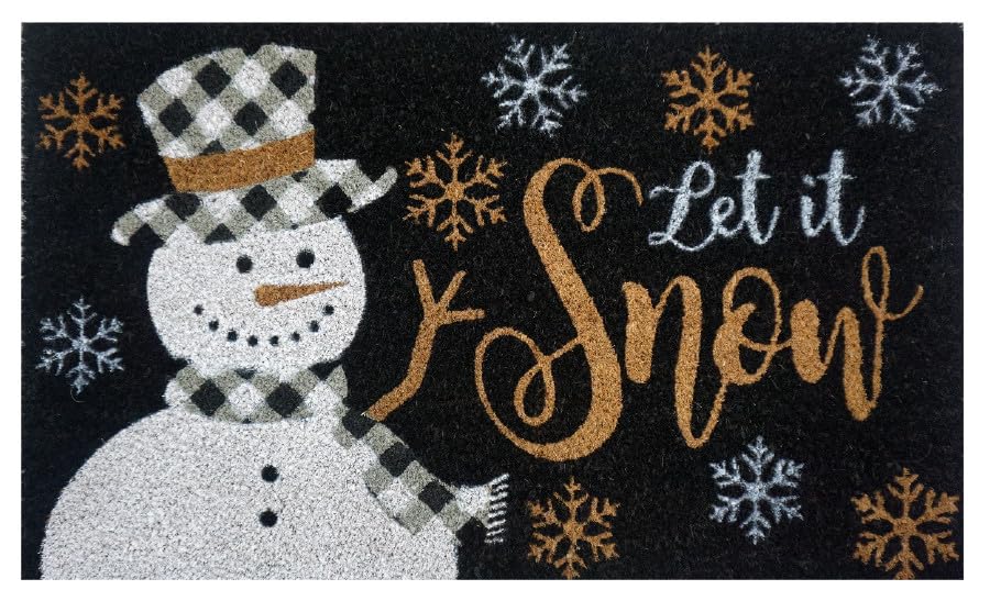 Briarwood Lane Checkered Snowman Winter Natural Fiber Coir Doormat