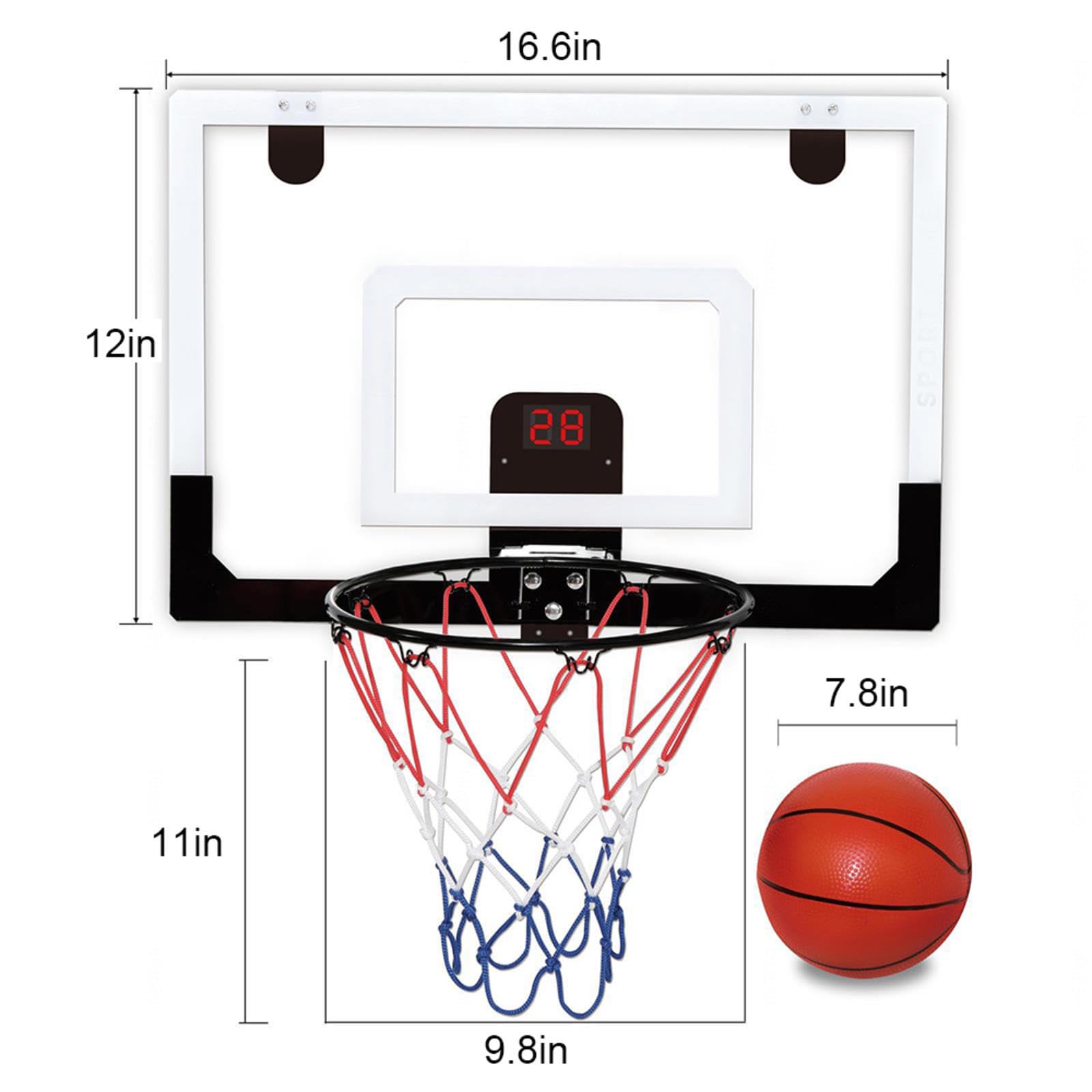 Canestro Basket Esterno con Tabellone, Segnapunti Elettronico con Audio Montaggio A Parete Canestro Basket da Camera Muro, per Porta,Parete della Piscina
