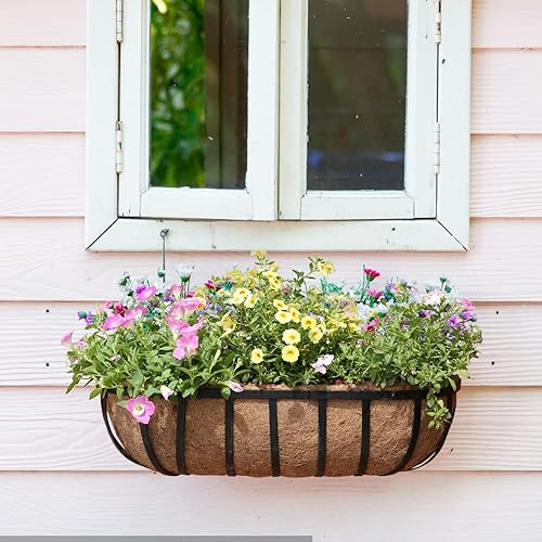 Miniatura 2 de Paquete de 2 macetas de fibra de coco de repuesto para macetas, maceta de coco de media luna de 48 pulgadas para caja de ventanamaceta colgante,