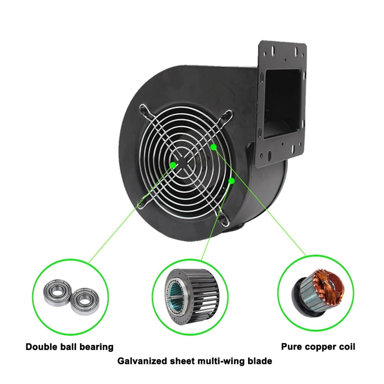 Ventilatore centrifugo industriale 85W 120W 180W 240W Ventilatore d'aria silenzioso multi-ala for raffreddamento industriale Ventilazione efficace ad alta pressione(240W)