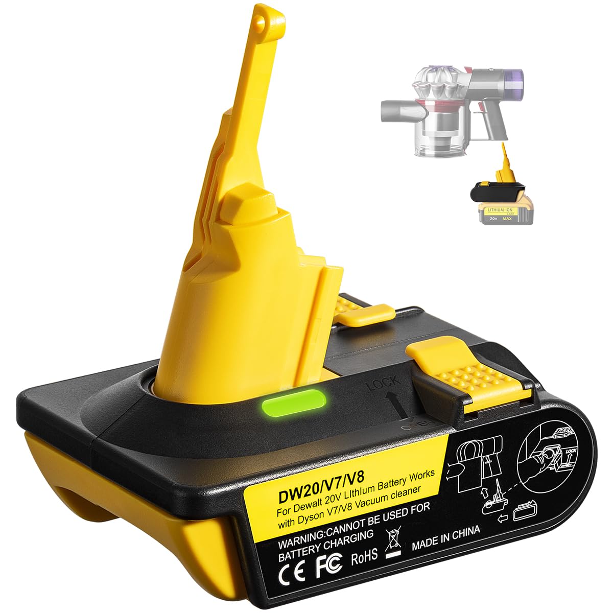 Dewalt 18V 20V Battery to Dyson V7 V8 Adapter Converter main image 0