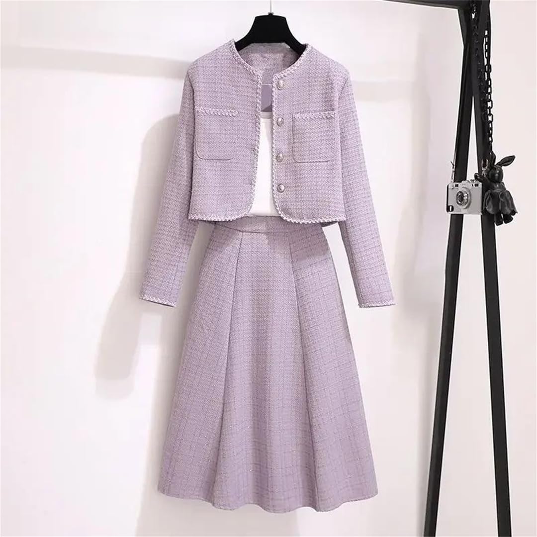 Ensemble haut et jupe en tweed pour femme