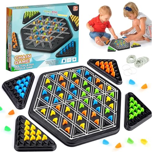 Dreieck Spiel Mit Gummi Ketten Dreieck Schachspiel Dreiecksschachbrett Strategie Brettspiel Interaktives Steckspiel Klassisches Strategie Steckbrettspiel Ideal für Familientreffen Kinder Erwachsene