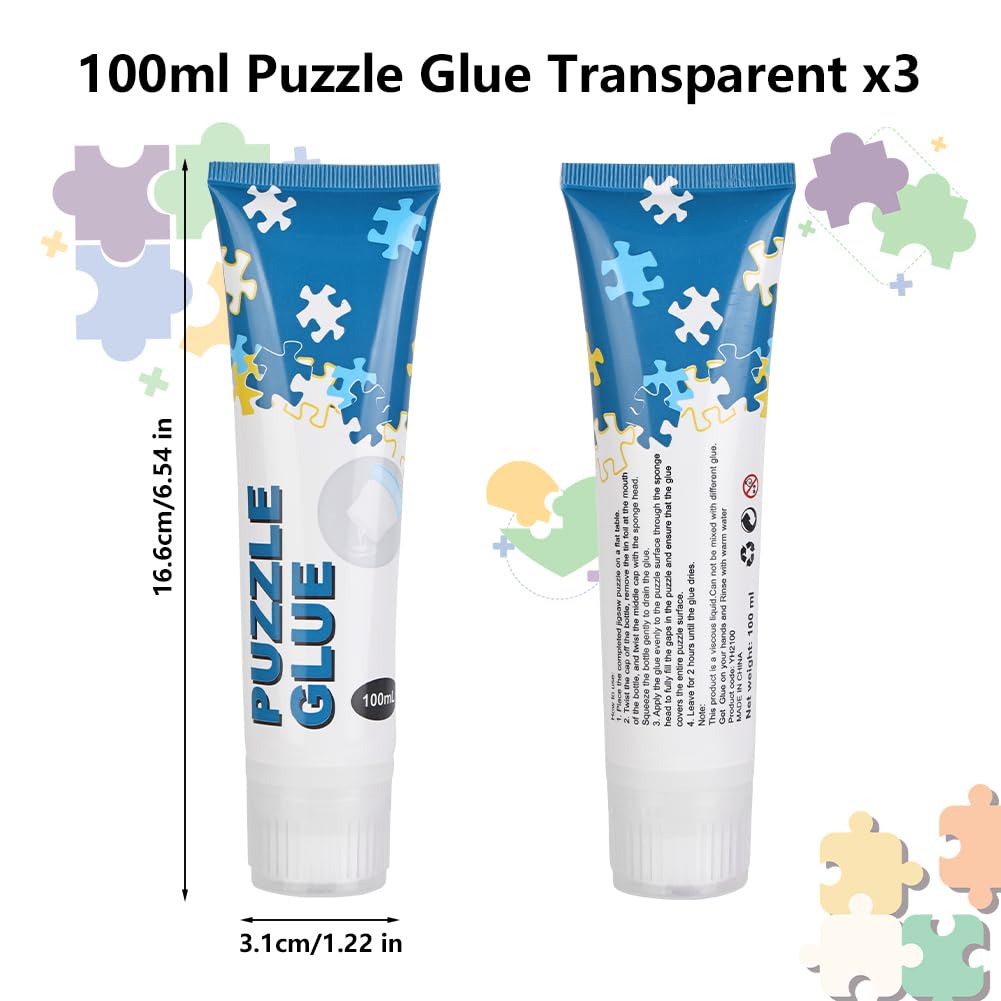 Pegamento Para Puzzles Transparente – Pack De 2 Botellas De 120 Ml Con Cabezal De Esponja, Ideal Para 3000-6000 Piezas