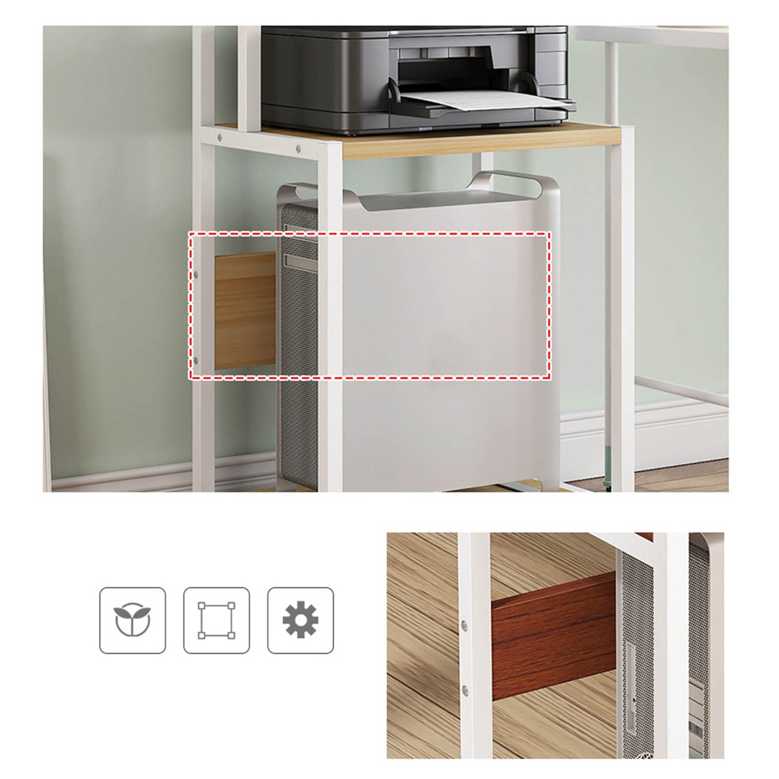 Supporto per stampa Stand da stampante mobile a 3 livelli con pavimento rotolare il trituratore di banca PC STANDO STANDO RECOLO RECOLO REGOLABILE Host su ruote for le forniture for ufficio Scanner fa