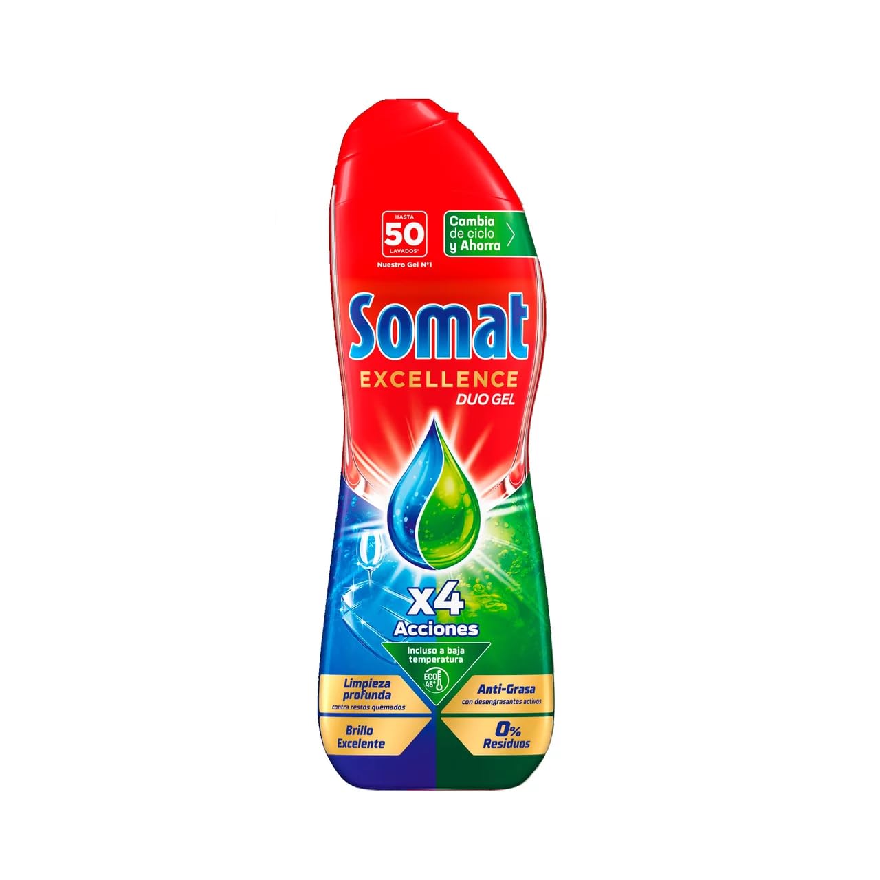 Excellence Duo Gel Detersivo per lavastoviglie in gel con 4 azioni per 50 lavaggi, 800 ml, confezione da 4