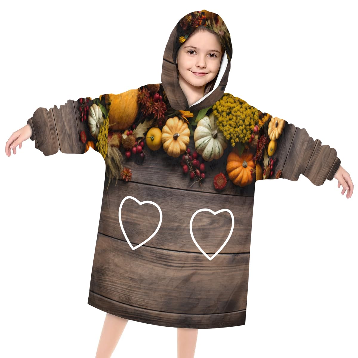 Pardick Wearable Blanket Hoodie for Kids, Wooden Fleece Sweatshirt Blanket Multiful Fruits Oversized Blanket Sweatshirt with Pocket Flannel Warm Hooded Blanket 6-10 Year Old Girl Boy Gift, One Size