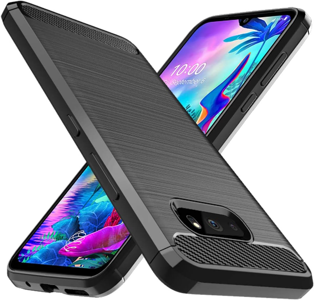 for LG G8X Thinq Case,LG V50S Thinq Case Shock-Absorption Flexible TPU Rubber Full-Body Protective Phone Cover for LG G8X Thinq/V50S Thinq(Black)