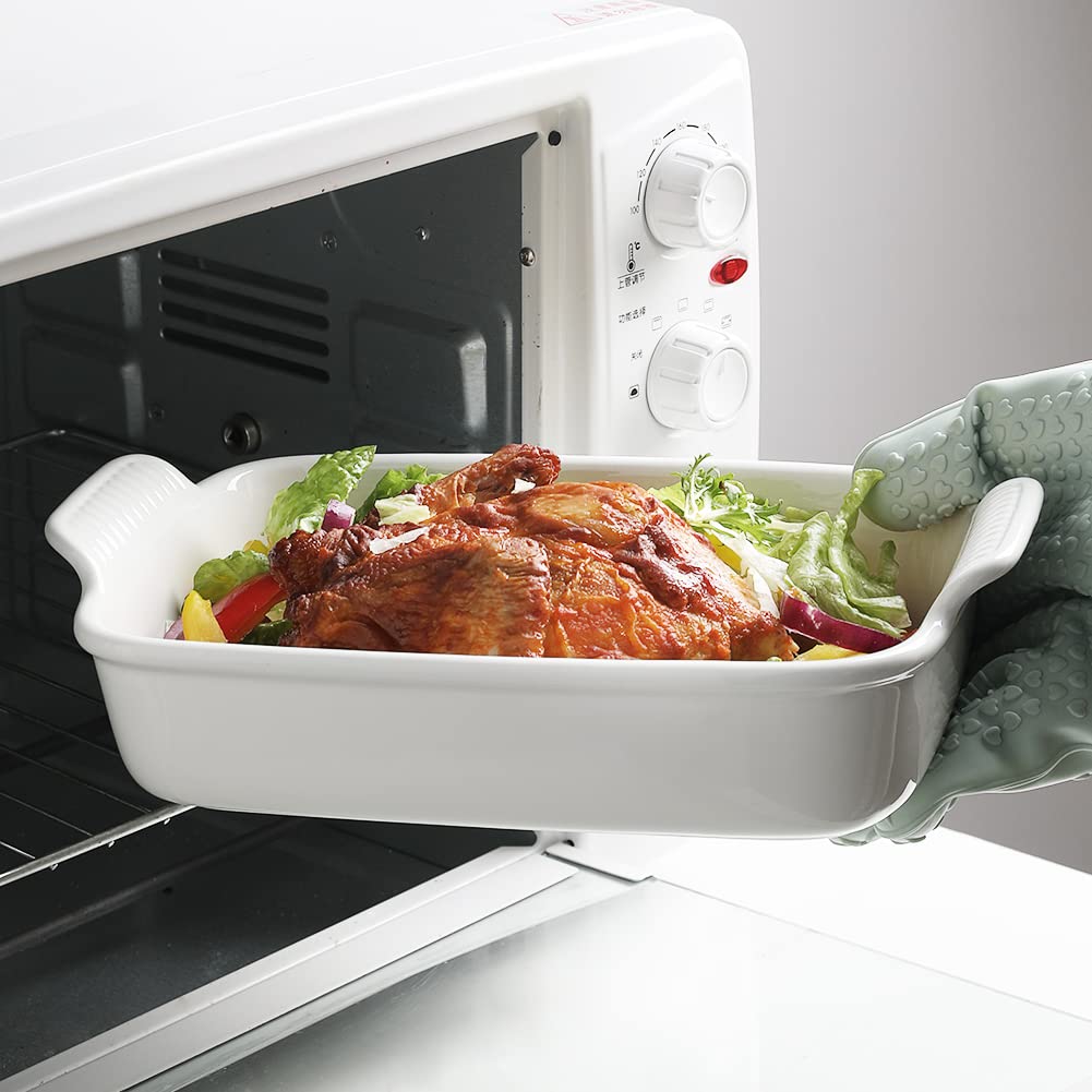 Sweejar Home Ensemble de plats de cuisson en porcelaine pour la cuisine, cocotte rectangulaire en céramique, moules à lasagnes, gâteaux, dîners, cuisine, banquet et usage quotidien (blanc)
