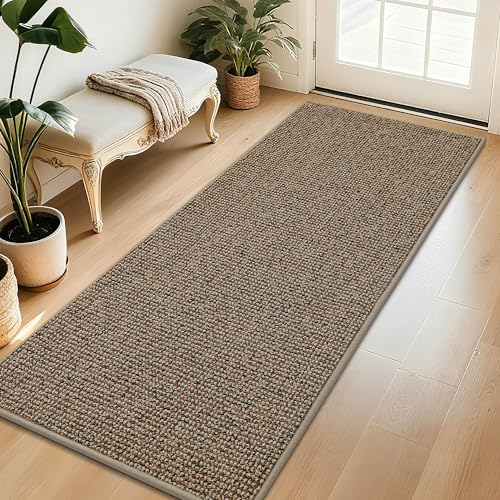 Image of BEQHAUSE Dirt Trapper Door Mat 32 inch x 72 inch, Non-Slip Washable Doormats Entrance Mat, Dirt Resistant and Absorbent Welcome Mat, Low Profile Floor Mats for Front Back Door and Entryway, Beige