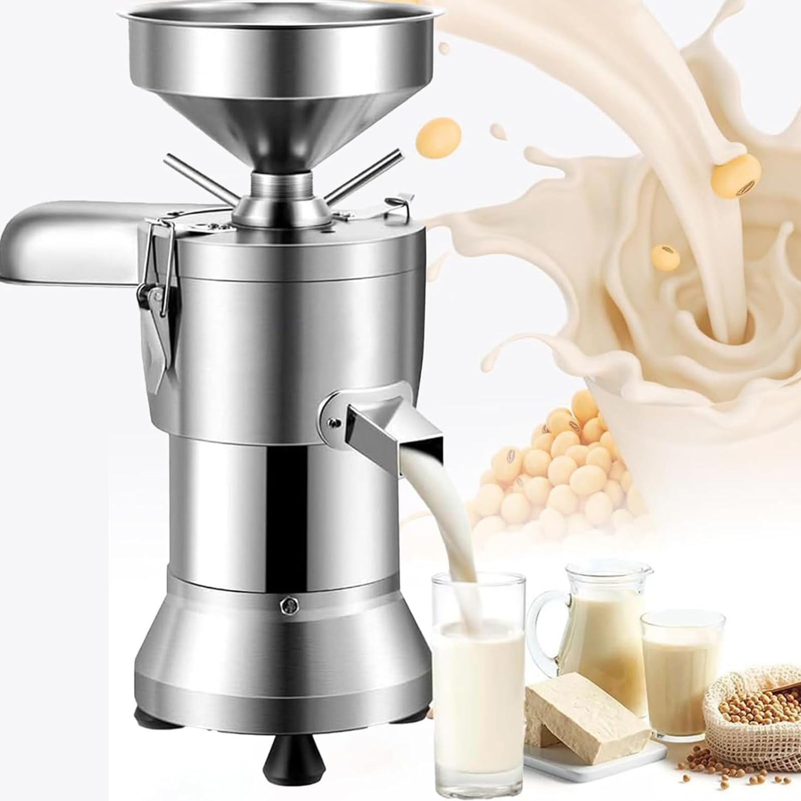 Macchina per Latte di soia, Macchina Automatica per Latte di Noci Commerciale da 1100 W, Macchina per Latte vegetale in Acciaio Inox con separazione delle Scorie, 25 kg/h