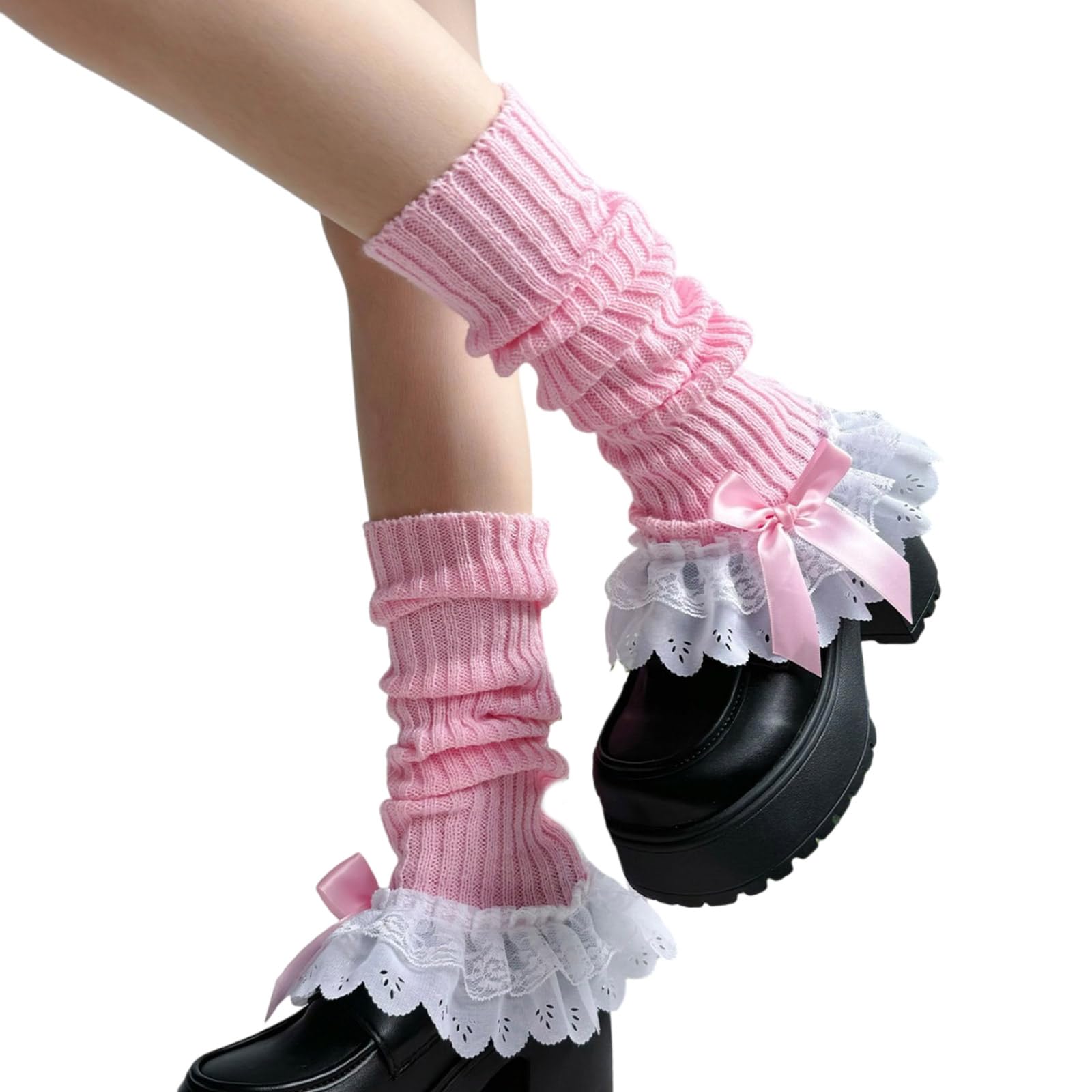Storage Bag Unisex B Storage Ag Womens Lolitas Knit Long Socks Ruffle Leg Warmers Sweet Ooties Socks Winter Warm Ankle Heap Japanese Lolitas Leg Warmers