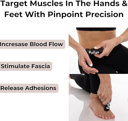 Miniatura 2 de Rollga Micro - El mejor rodillo de mano y pie para fascitis plantar, masaje de tejido profundo, terapia física y liberación de puntos de gatillo.
