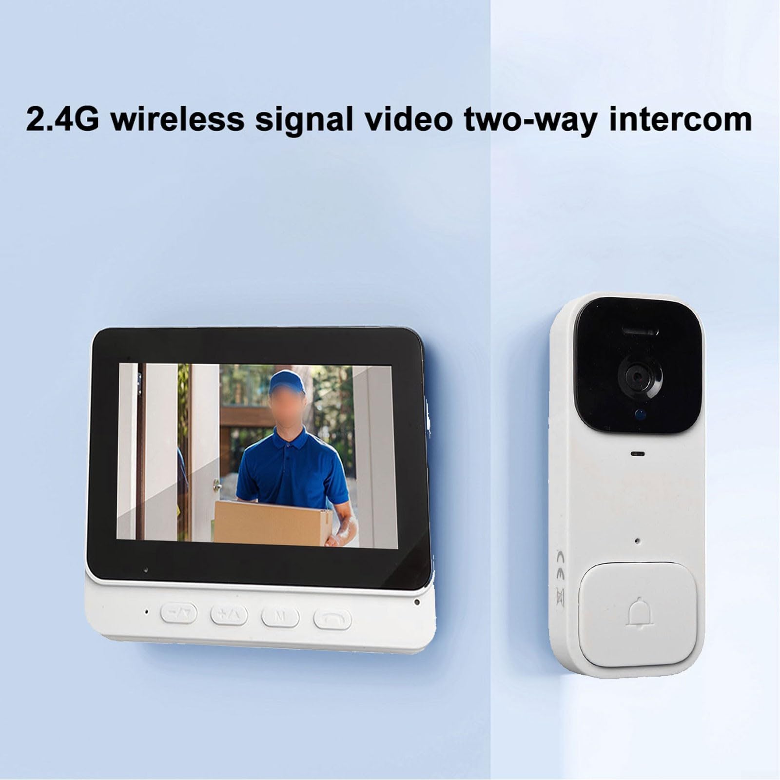 Campanello per video intelligente con display da 4,3 pollici, citofono wireless con telecamera HD bidirezionale per kit di sicurezza domestica alimentato audio nero (bianco)