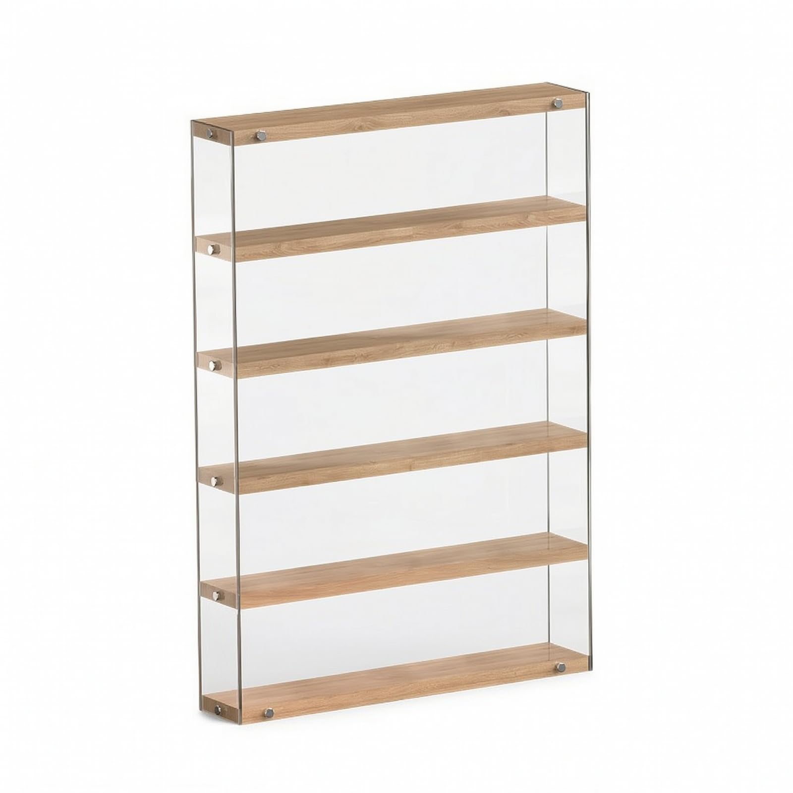 Gralara Zufallsbox-Figuren-Vitrine aus Acryl staubgeschützt Acryl-Displaybox mit Holzmaserungsregalen leicht zu reinigen für Hobbyisten, Hobbyraum, 50CM, 5-Stufig