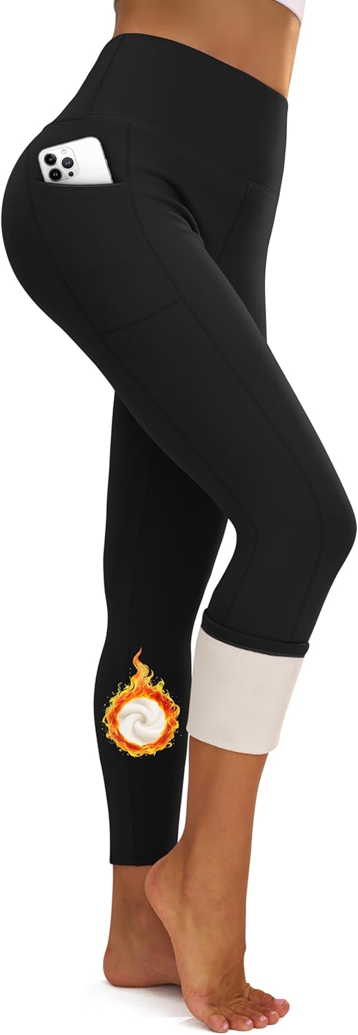 FEYHAY Women's Fleece Lined Yoga Pants Thermal Winter High Waisted Tummy Control Leggings
