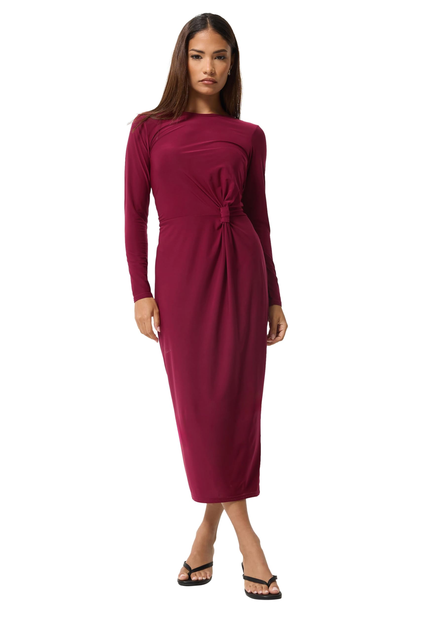 PixieGirl Petite Black Knot Front Midi Dress Petite