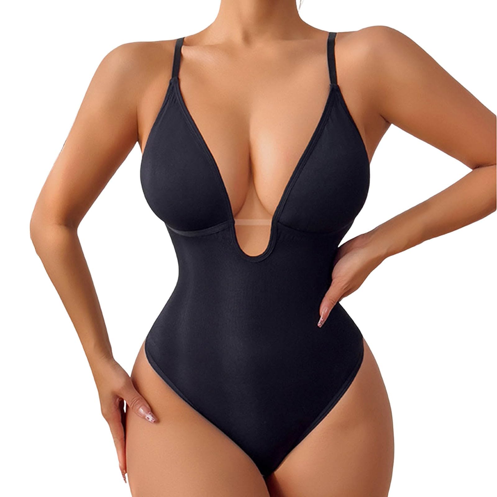 Genérico Faja Moldeadora para Mujer Body con Escote en V Corporal sin realza Figura cómoda elástica Adelgazante Ideal Uso Diario