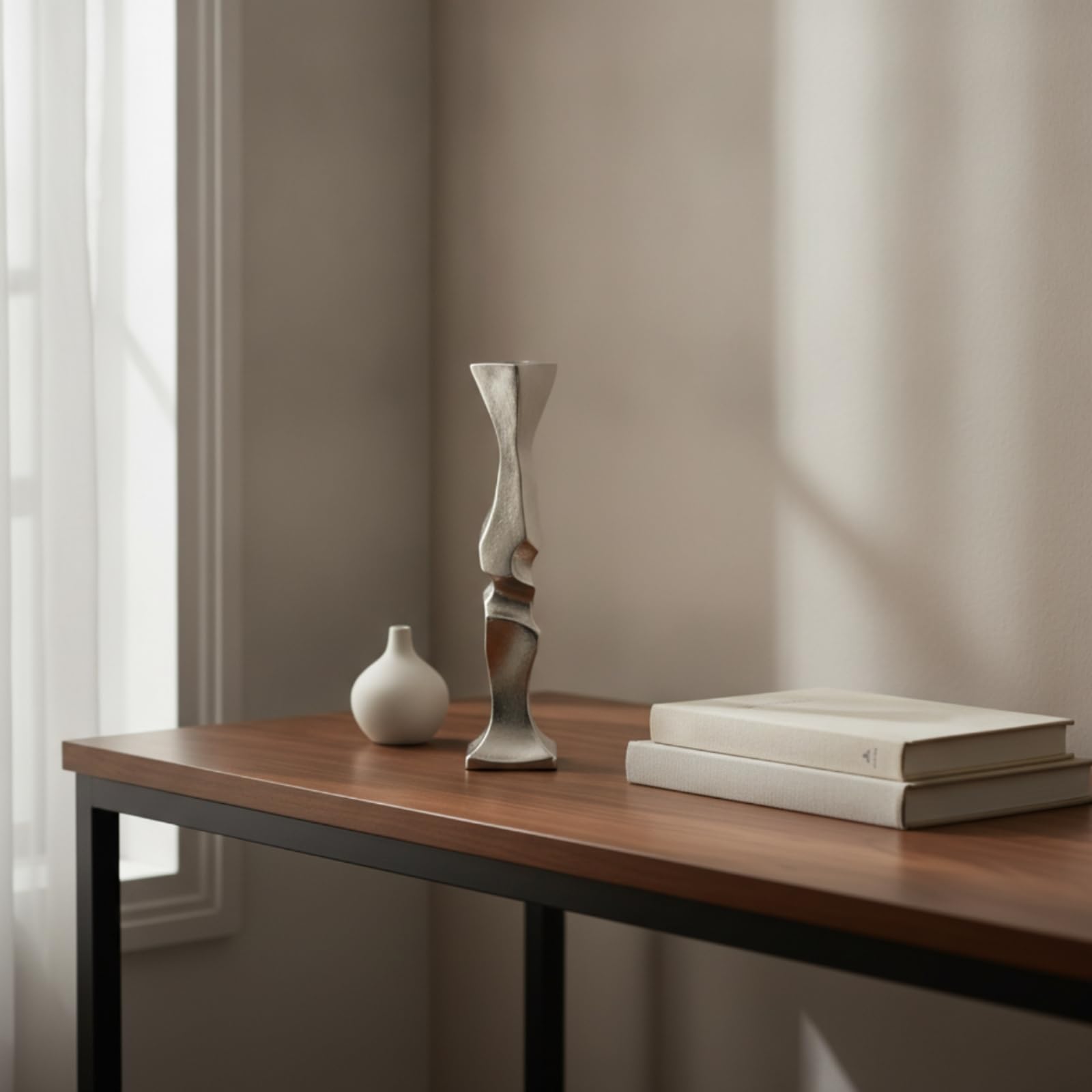 Candelabro a Forma Ramificata Moderno Portacandele a Stelo Elegante Portacandele in Alluminio per Collezionisti D'arte, Tavolo da Pranzo, Argento, Grande 6 H30cm