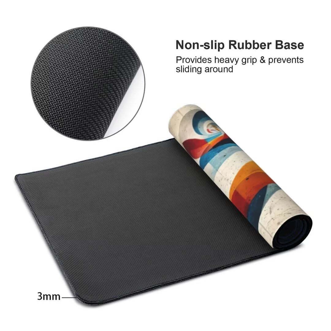 Alfombrilla de ratón 1400x600x3 MM, Alfombrilla Ratón XXL Extendida de Gran Tamaño con Bordes Cosidos, Base de Goma Antideslizante Almohadilla para Teclado, Geometría Abstracta S-2093