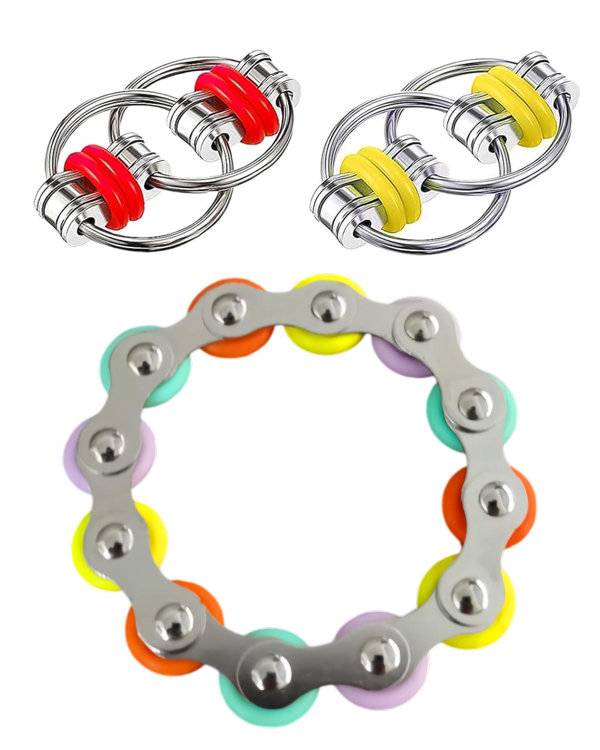 Juguete de 3 Piezas para aliviar el estrés Juguete de Cadena para aliviar el estrés Juego de Cadena de volteo Infinito para Reducir la tensión y el estrés, para niños con TDAH