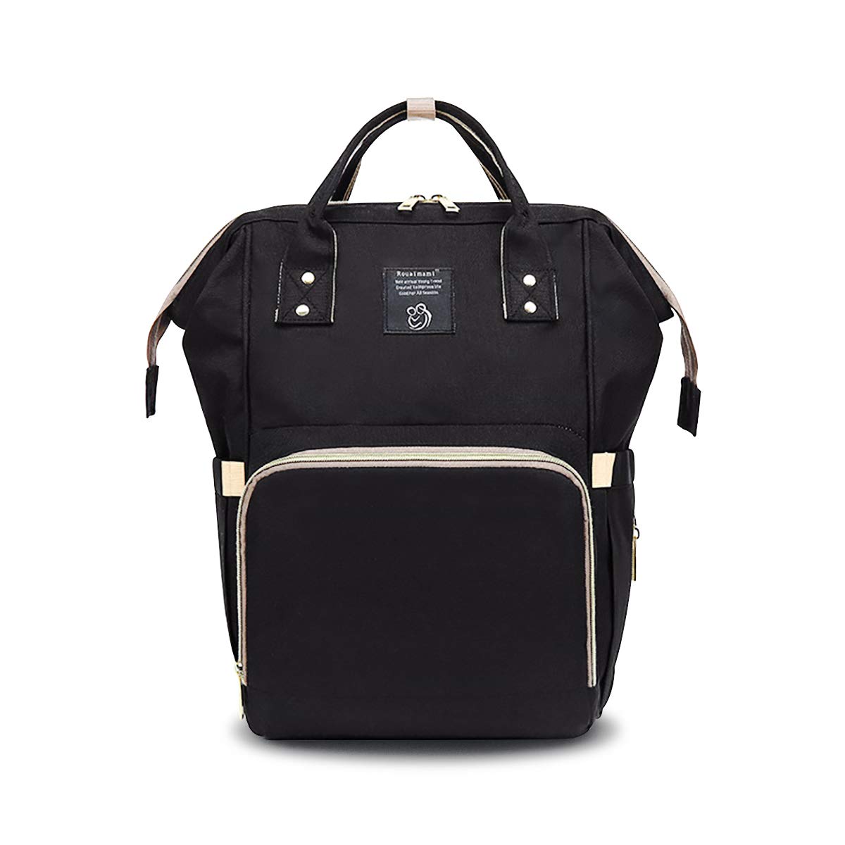 SONARIN Zaino Fasciatoio Bambino per Pannolini,Organizer Multifunzione per Zaino da Viaggio Con Sacchetto di Isolamento Termico, Impermeabile, Grande Capacità, Eegante,Ideale Regalo(Nero)