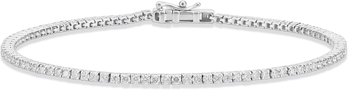 ホワイトゴールド 5カラット ダイヤモンド テニスブレスレット Amazon | Vir Jewels 5カラットダイヤモンドテニスブレスレット