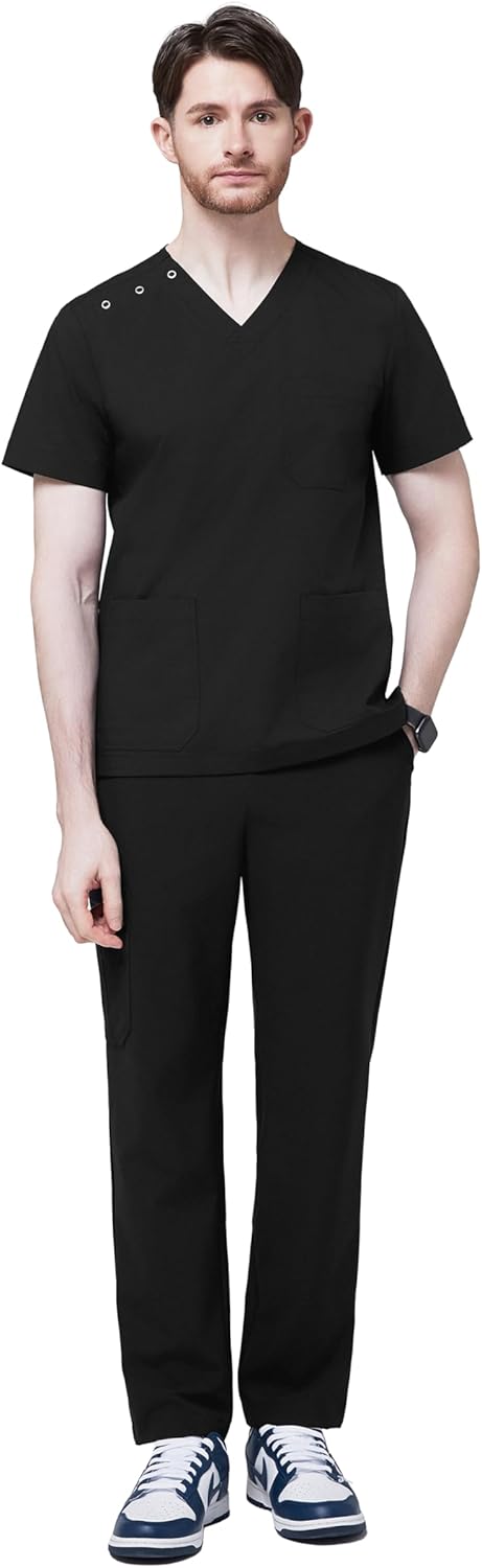 Men's Shoulder Button Scrub Top