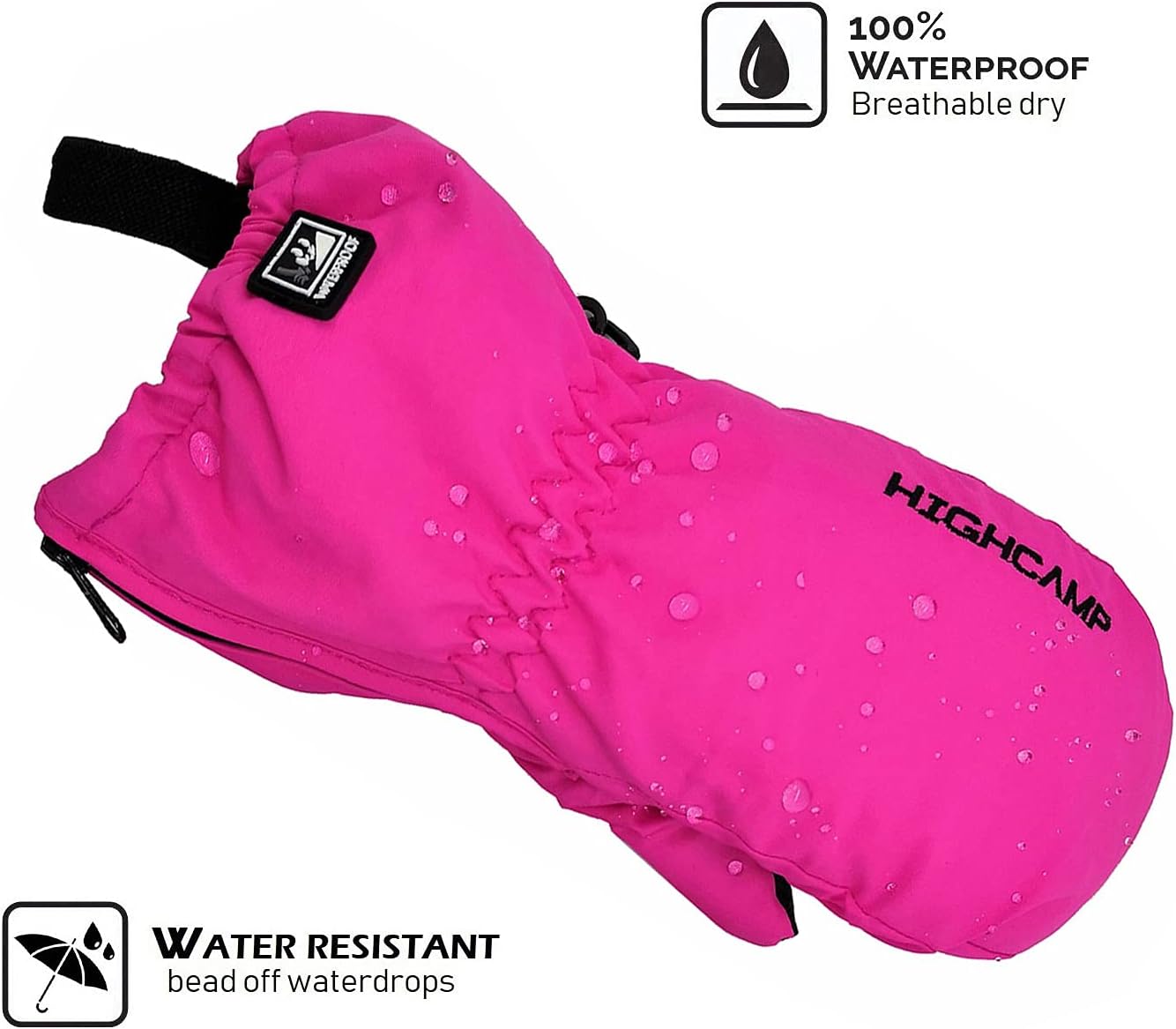 HIGHCAMP Kids Winter Waterproof Ski Snow Mittens Warm with Zipper for Toddler Boys Girls : Clothing, Shoes & Jewelry