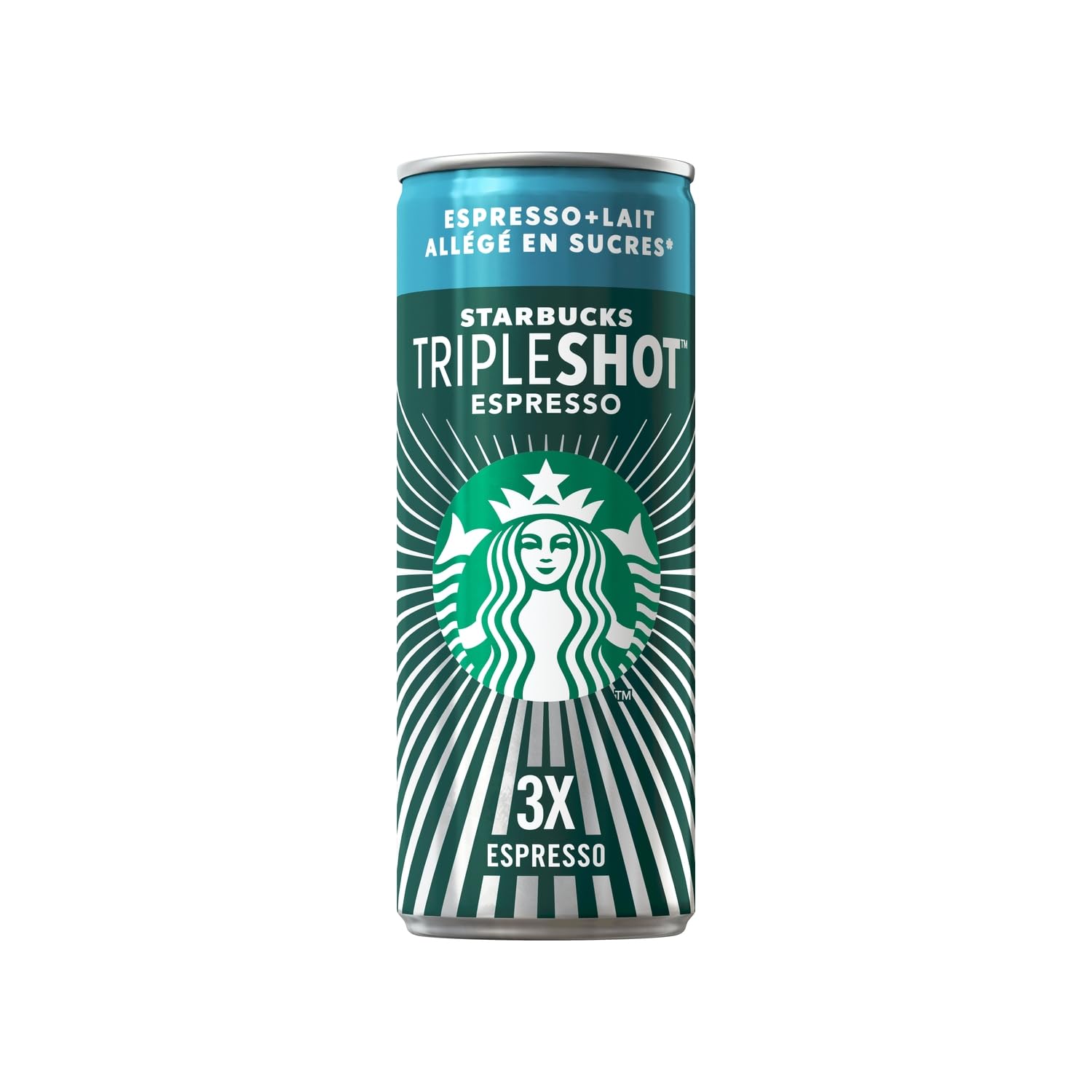 Starbucks® - TripleShot Espresso Allégé en sucres* - Canettes 12 X 300 ml - Café Triple Espresso Allégé en sucres au Lait Prêt-À-Boire - Vendu En Lot de 12