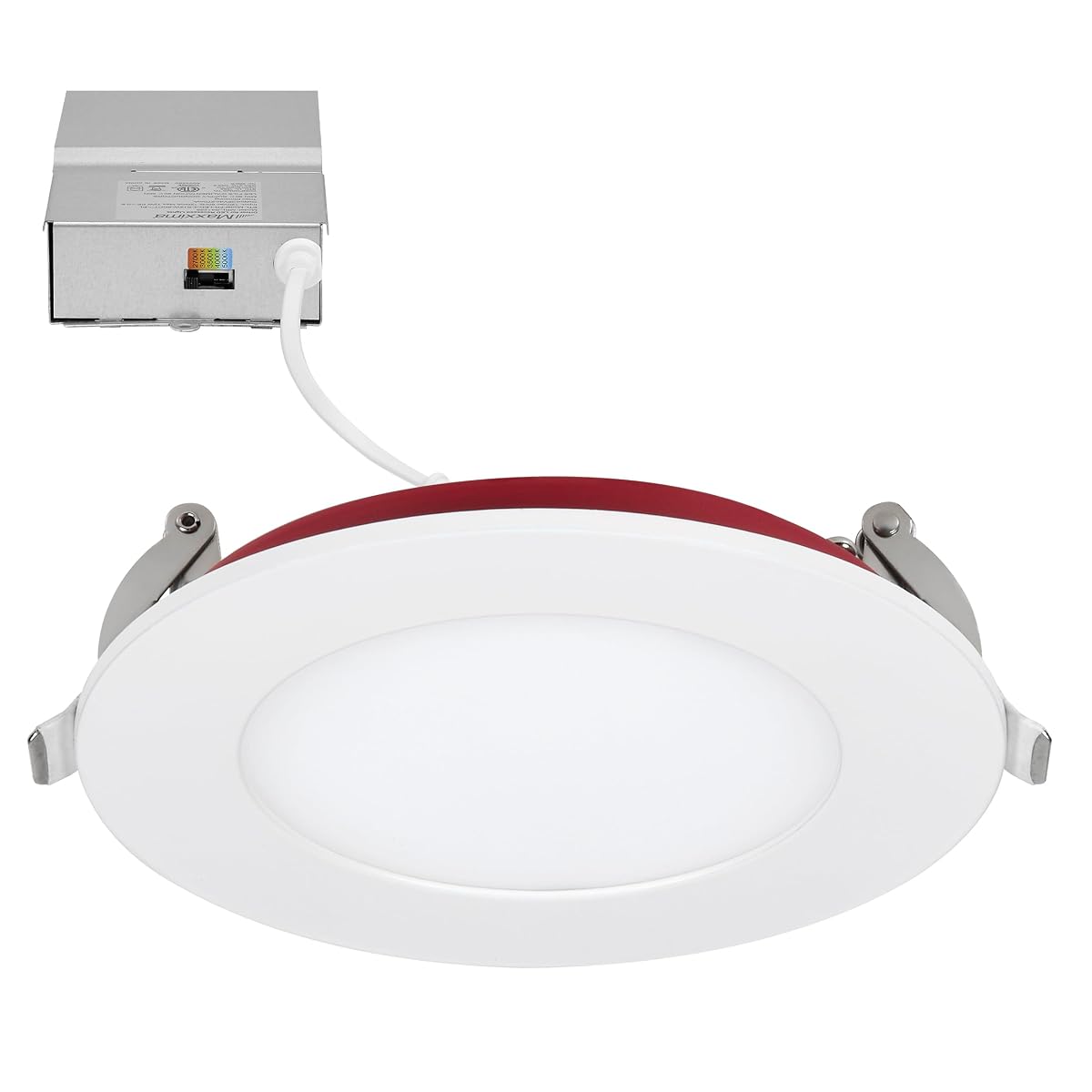 Maxxima 4 in. 2 Hour Fire Rated Ultra Thin LED Downlight, Slim Recessed Canless