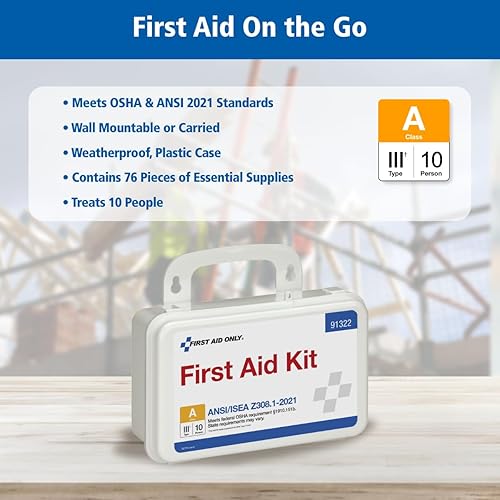 Miniatura 4 de First Aid Only 91322 ANSI A 2021 y kit de primeros auxilios que cumple con OSHA, kit de primeros auxilios de emergencia para 10 personas