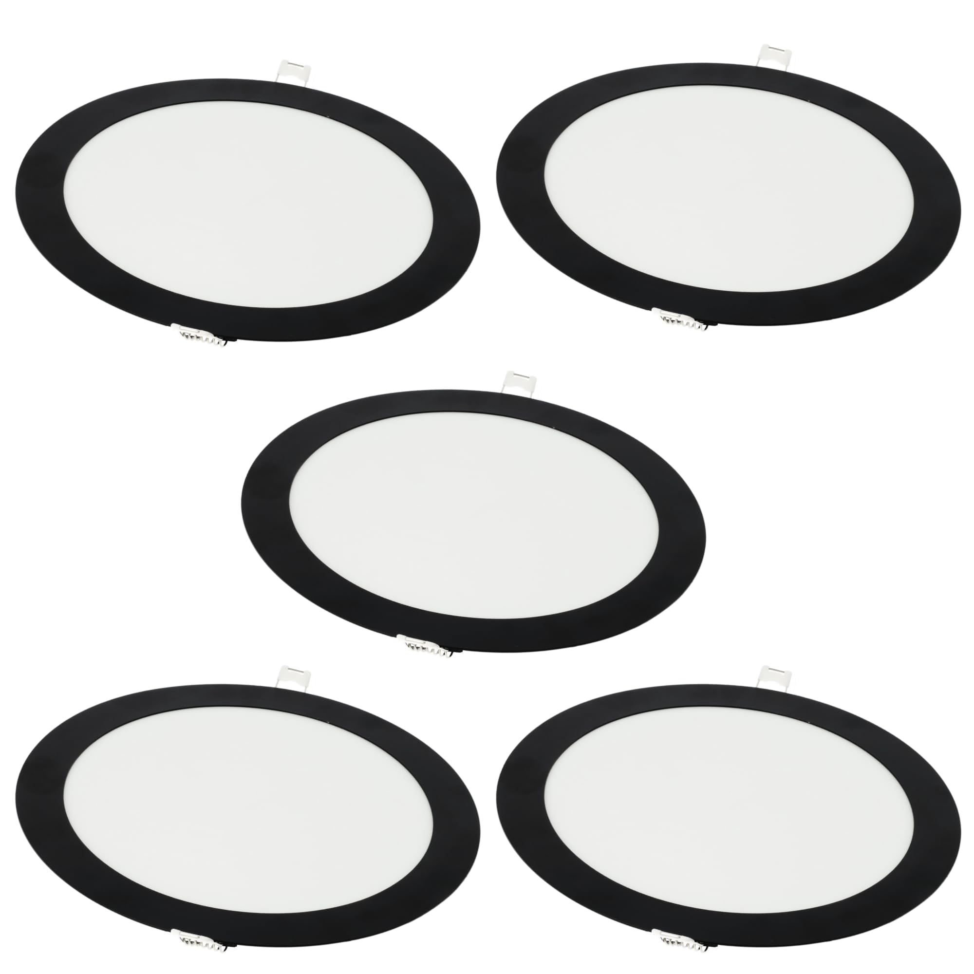 Jandei - Pack 5x Downlight LED 18W Redondo, Empotrable, 1440 Lum, Interior IP20, Marco Acabado Negro, Hueco Corte Ø 200-Ø 205 mm, Extraplano 13mm, Transformador Incluido (Blanco Frío 6000k)